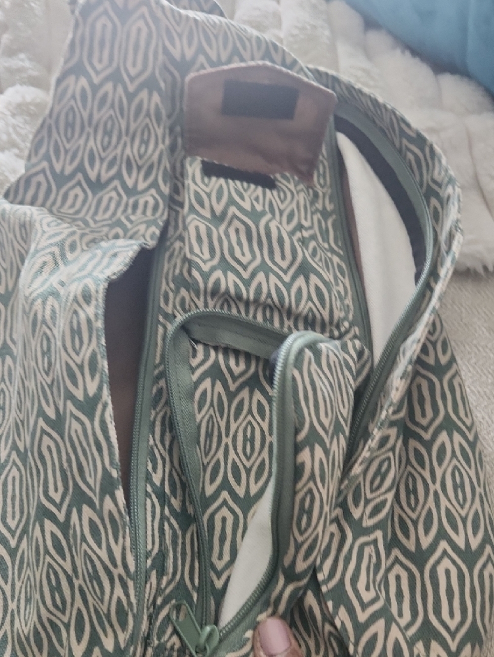 Kavu Green and White Patterned Crossbody Bag